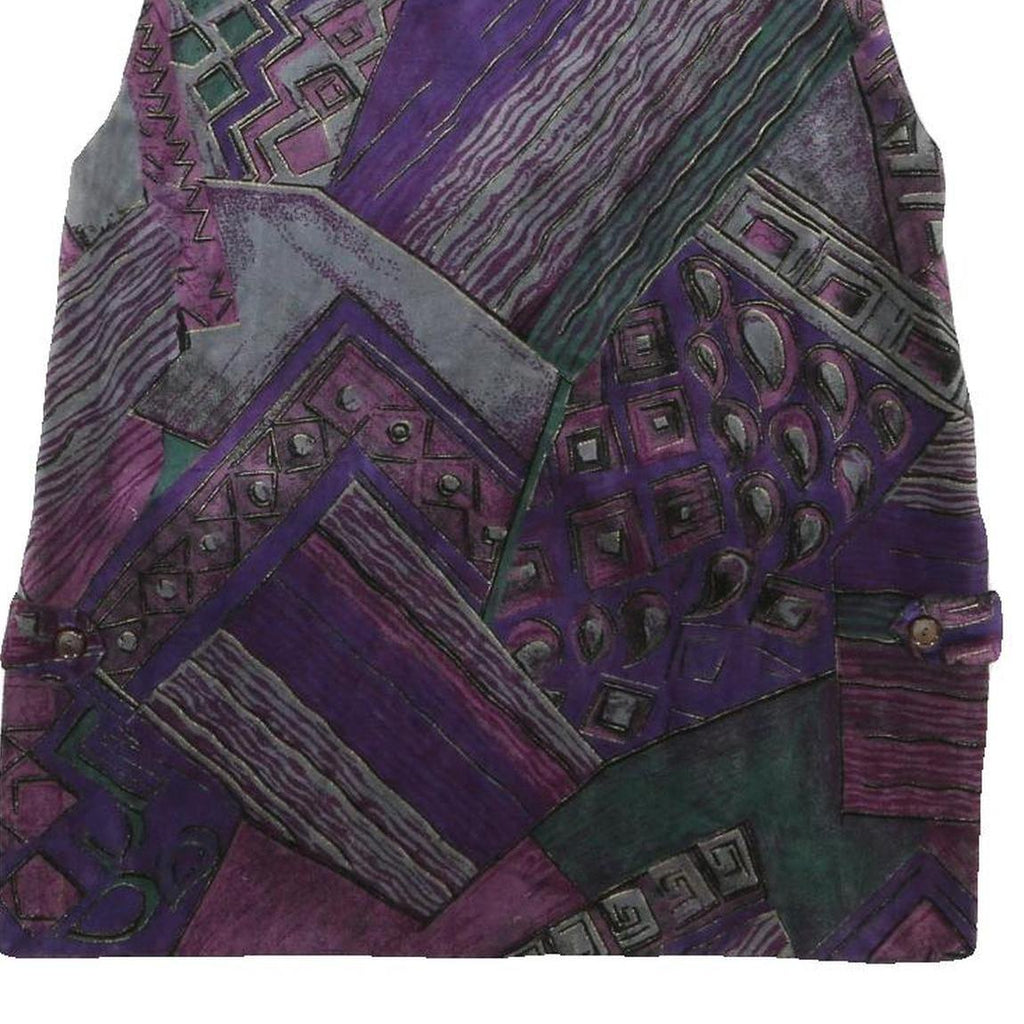 MEDEX Womens Purple Printed Button Jacket M Polyester Blend Relaxed Fit