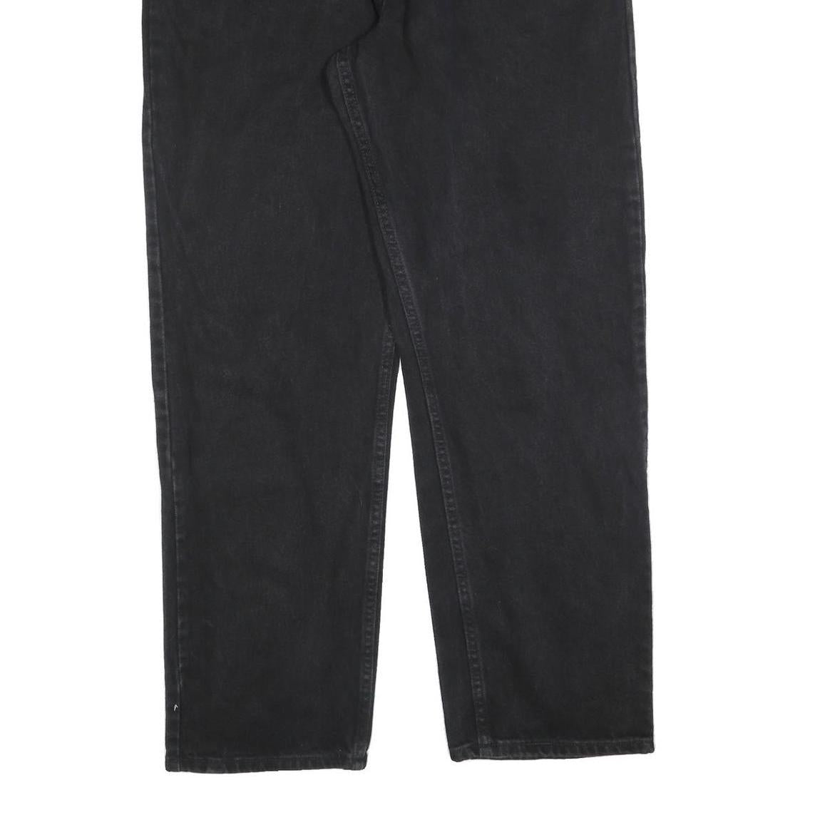 WRANGLER Mens Jeans Black Relaxed Straight Denim Medium W38 L32 Zip Pockets