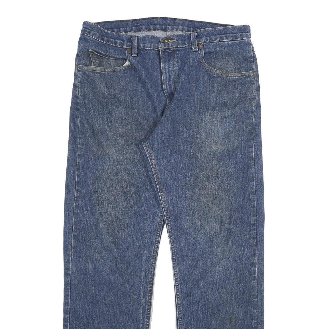 DICKIES Mens Regular Fit Straight Blue Denim Jeans Cotton Blend W34 L29 Zip