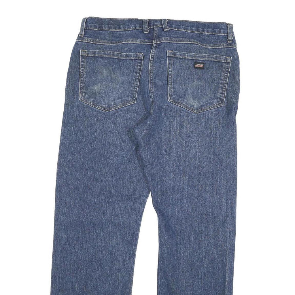 DICKIES Mens Regular Fit Straight Blue Denim Jeans Cotton Blend W34 L29 Zip