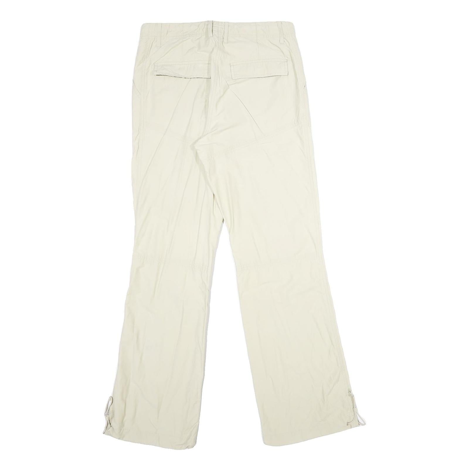 H&M Womens Cotton Blend Beige Regular Fit Straight Leg Trousers W28 L32