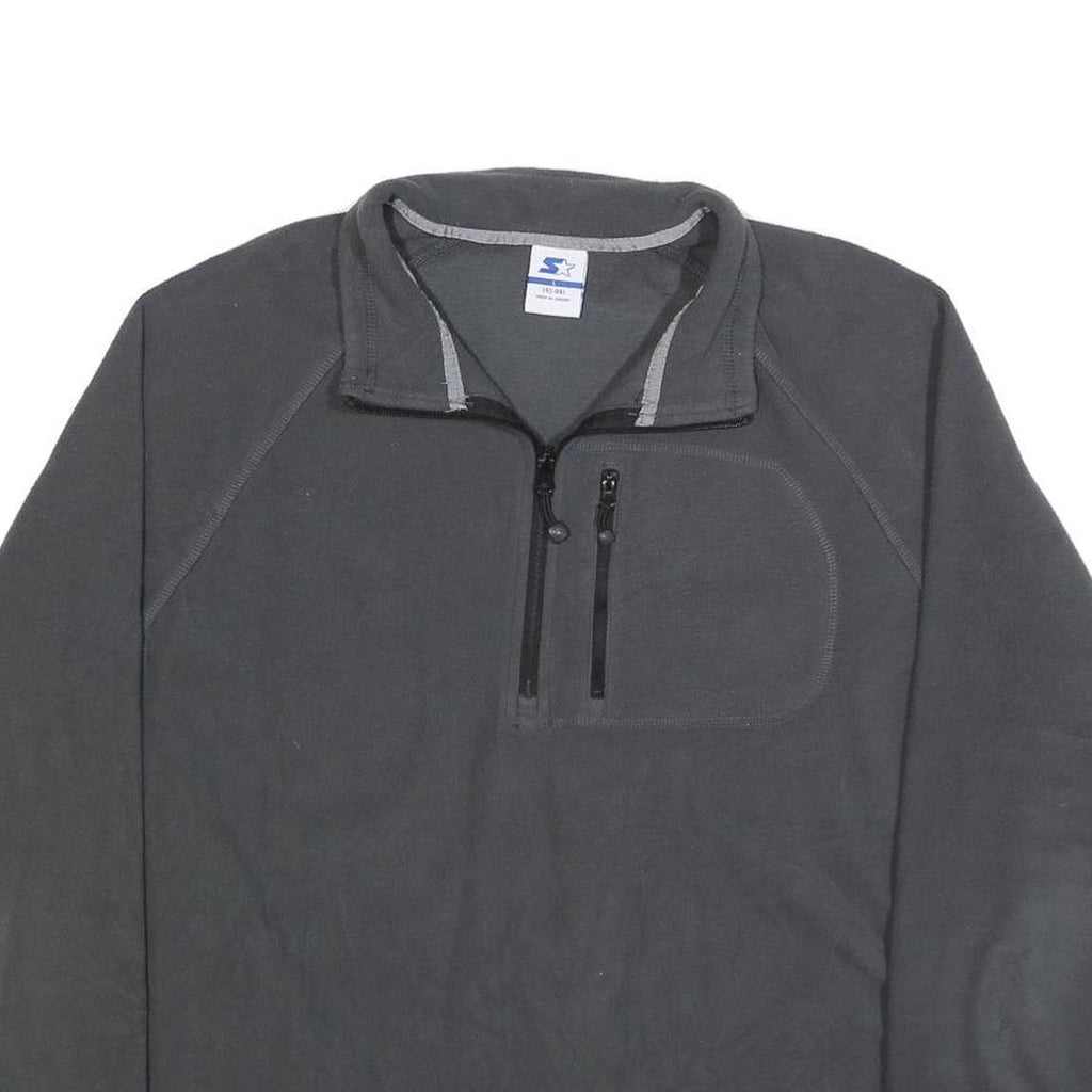 STARTER Mens Grey Plain Full Zip Pullover Basic Knit L Sportswear Essentials