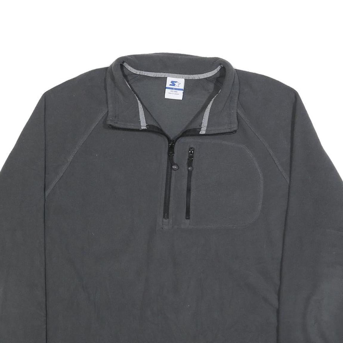 STARTER Mens Grey Plain Full Zip Pullover Basic Knit L Sportswear Essentials