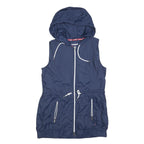 TOMMY HILFIGER Womens Navy Blue Sleeveless Hooded Jacket M Polyester Plain Zip