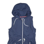 TOMMY HILFIGER Womens Navy Blue Sleeveless Hooded Jacket M Polyester Plain Zip