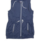 TOMMY HILFIGER Womens Navy Blue Sleeveless Hooded Jacket M Polyester Plain Zip