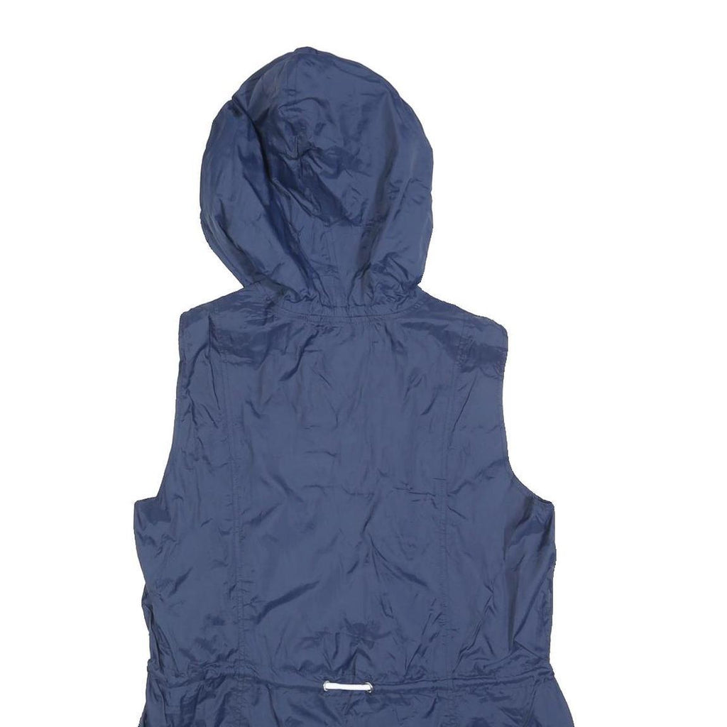 TOMMY HILFIGER Womens Navy Blue Sleeveless Hooded Jacket M Polyester Plain Zip