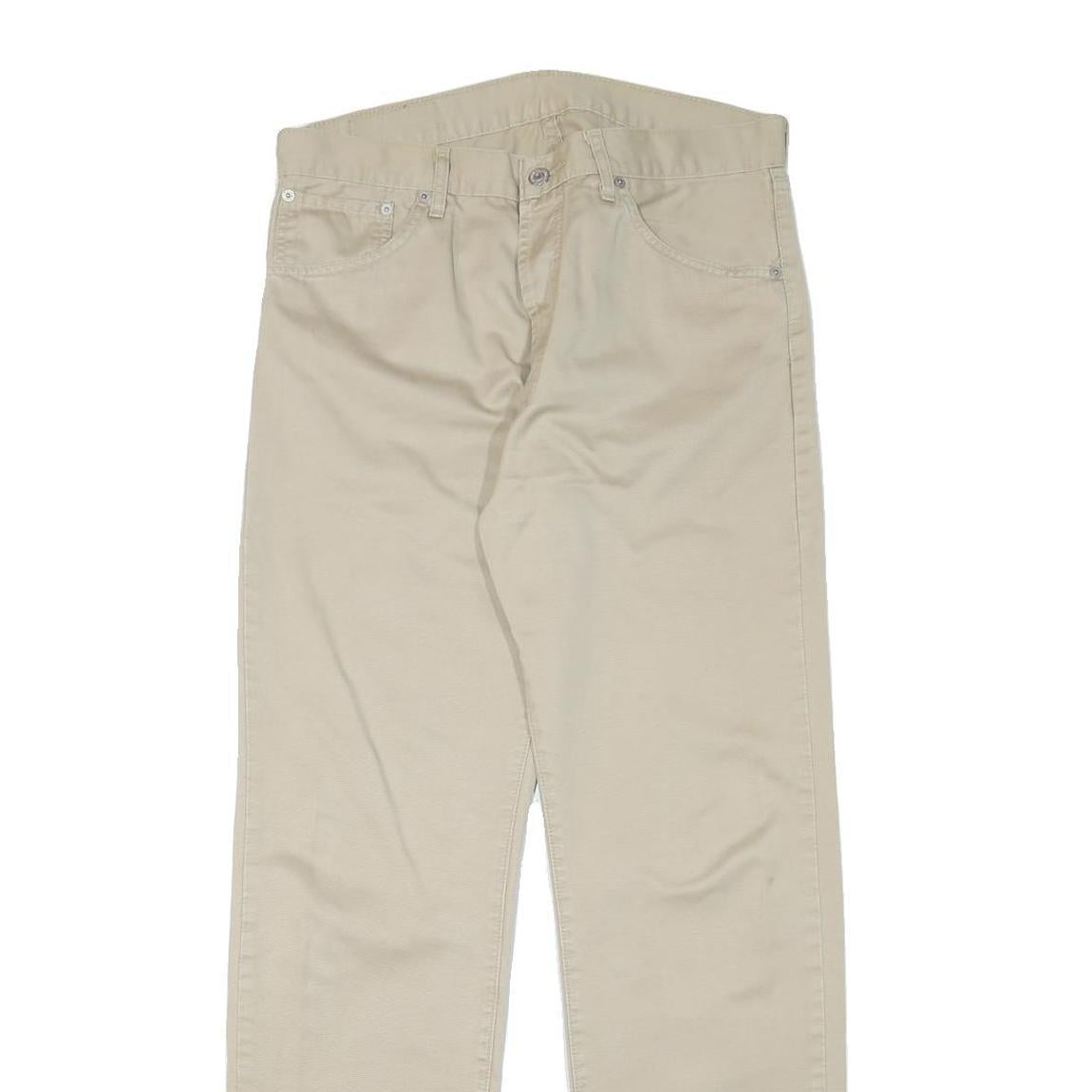 LEVIS Mens Regular Fit Beige Cotton Blend Trousers W32 L30 Casual Button Closure