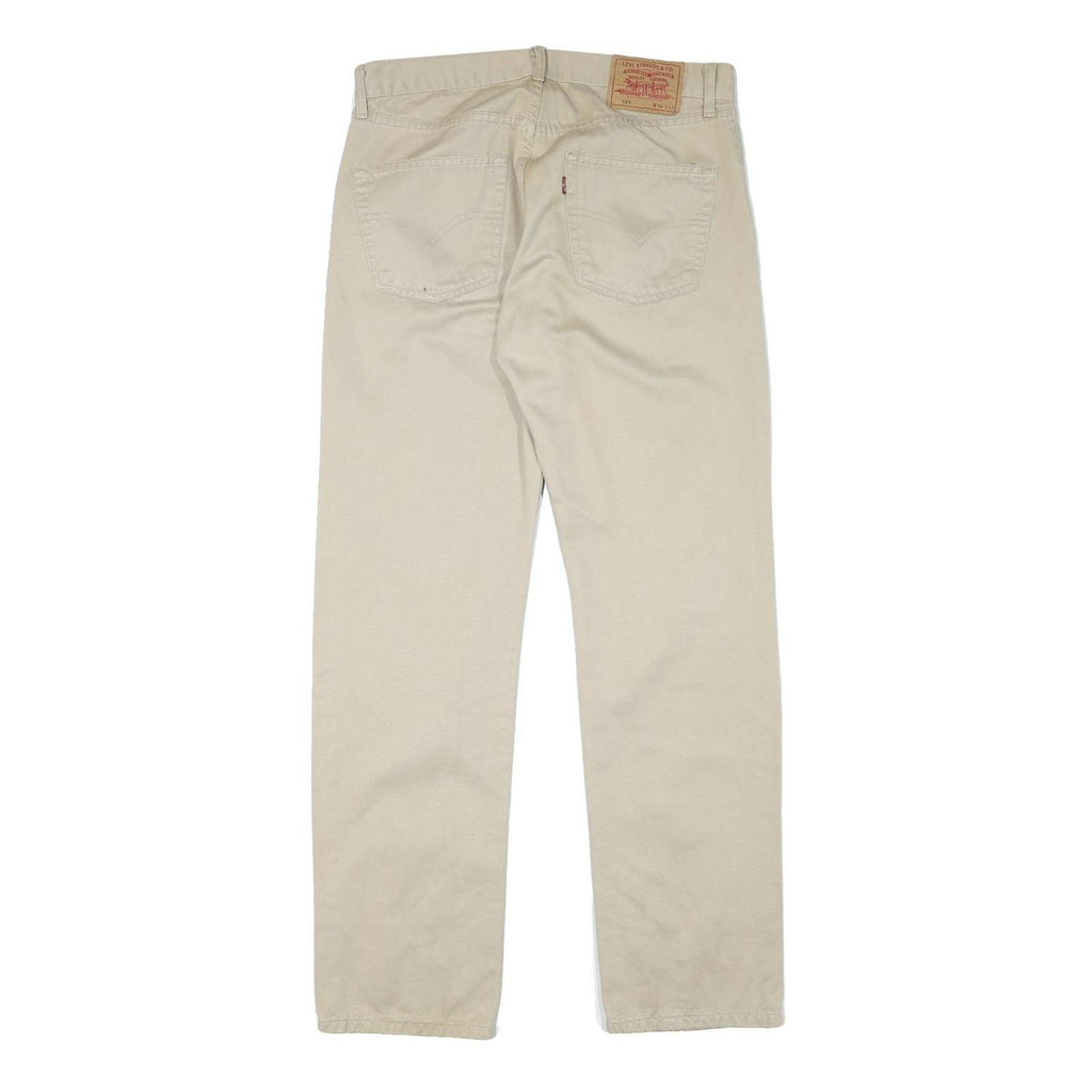 LEVIS Mens Regular Fit Beige Cotton Blend Trousers W32 L30 Casual Button Closure