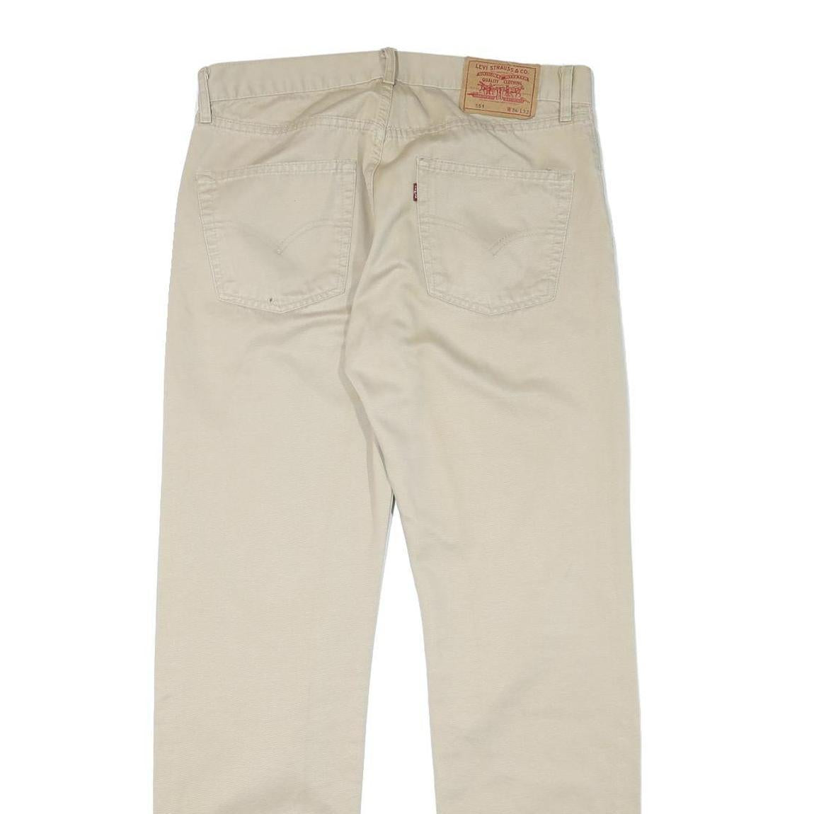 LEVIS Mens Regular Fit Beige Cotton Blend Trousers W32 L30 Casual Button Closure