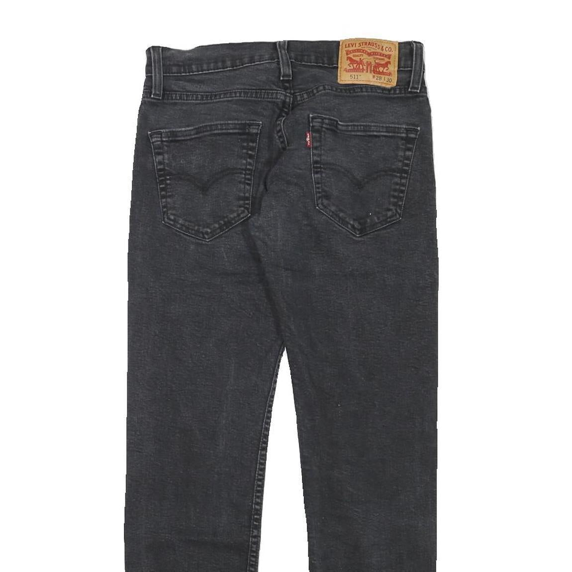 LEVI'S Mens Slim Black Denim Raw Zip Jeans W28 L28 Stylish Comfort