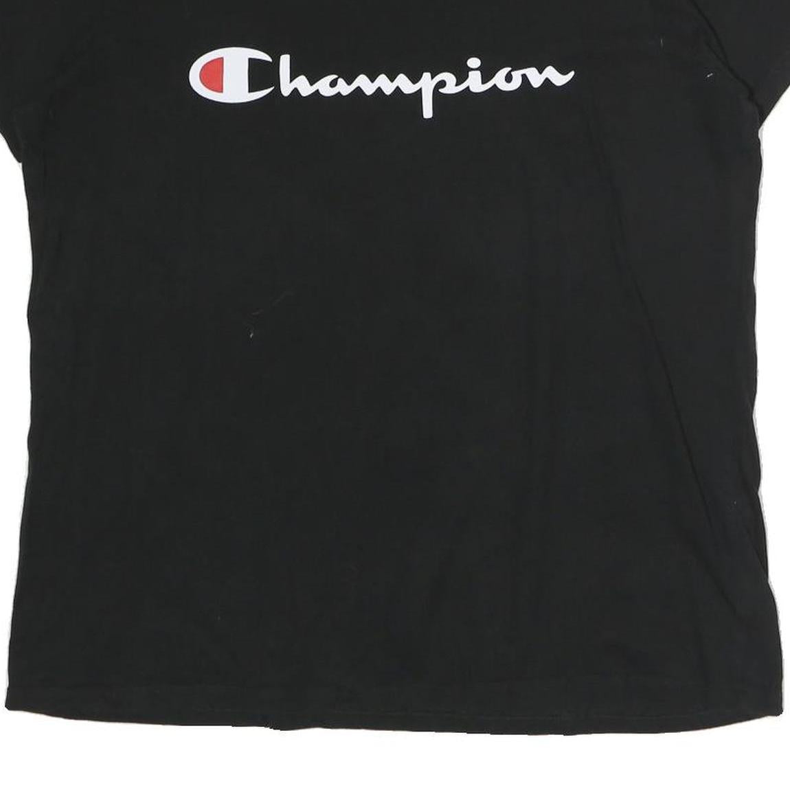 CHAMPION Mens Black XL Graphic T-Shirt Short Sleeve Crew Neck Logo Printed