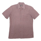 TREMOLA Mens Red Patterned Shirt S Polyester Blend Short Sleeve Button Collar