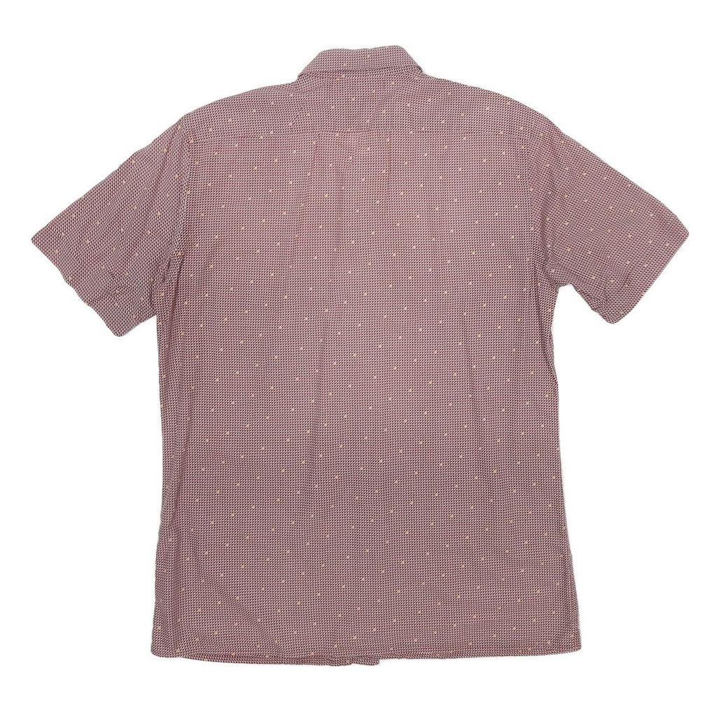 TREMOLA Mens Red Patterned Shirt S Polyester Blend Short Sleeve Button Collar