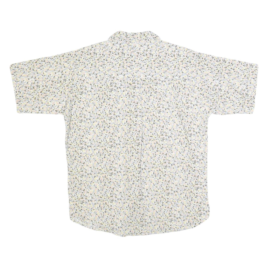 SYMBOL Womens Cream Floral Print Shirt L Button Cotton Summer Casual