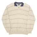 TOMMY HILFIGER Mens Beige & Navy Striped Patterned Cotton Pullover Jumper XL Zip