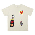 DISNEY Mens White Graphic T-Shirt L Short Sleeve Crew Neck Happy Moments Cartoon