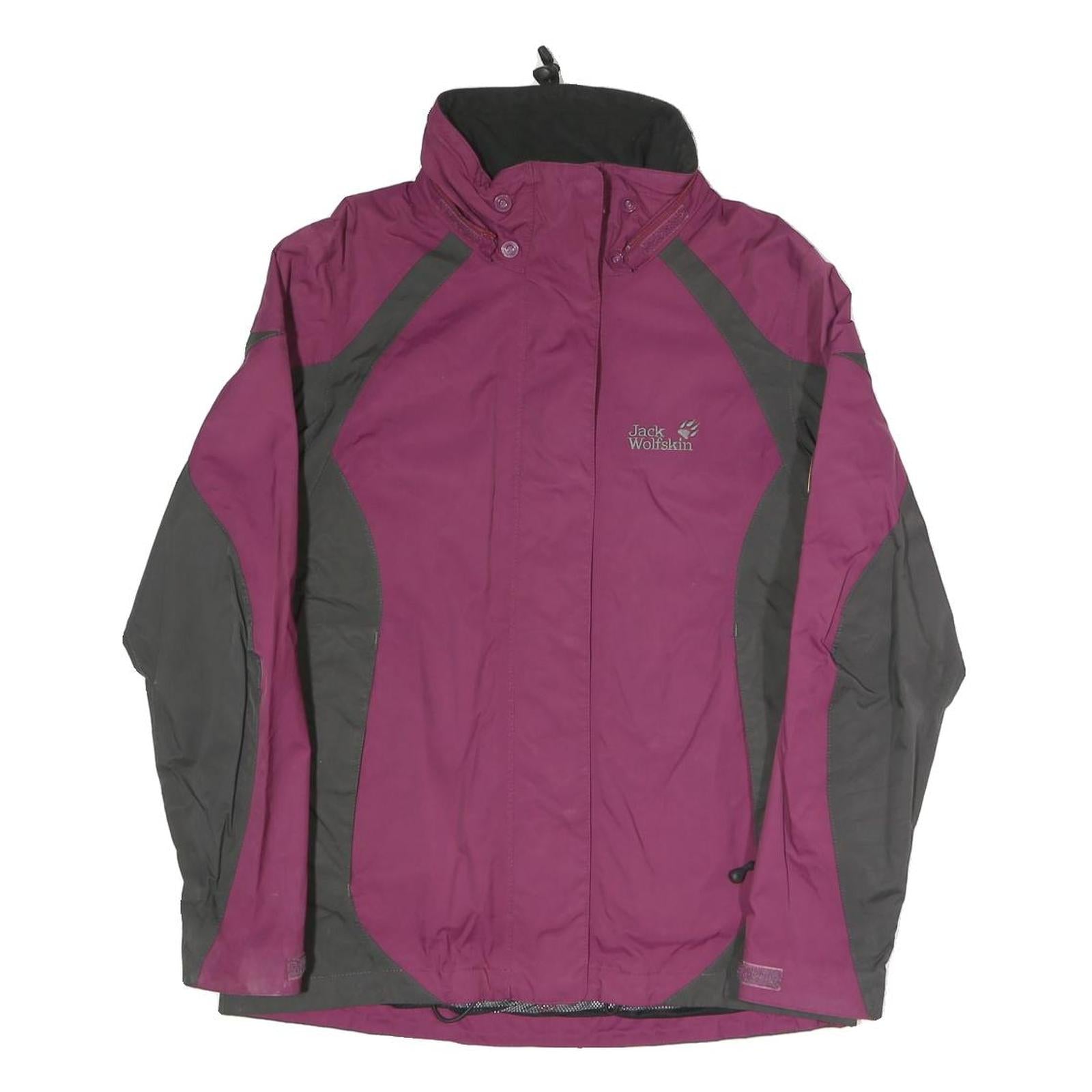 JACK WOLFSKIN Womens Purple & Grey Outdoor Jacket UK 12 Polyester Blend Zip