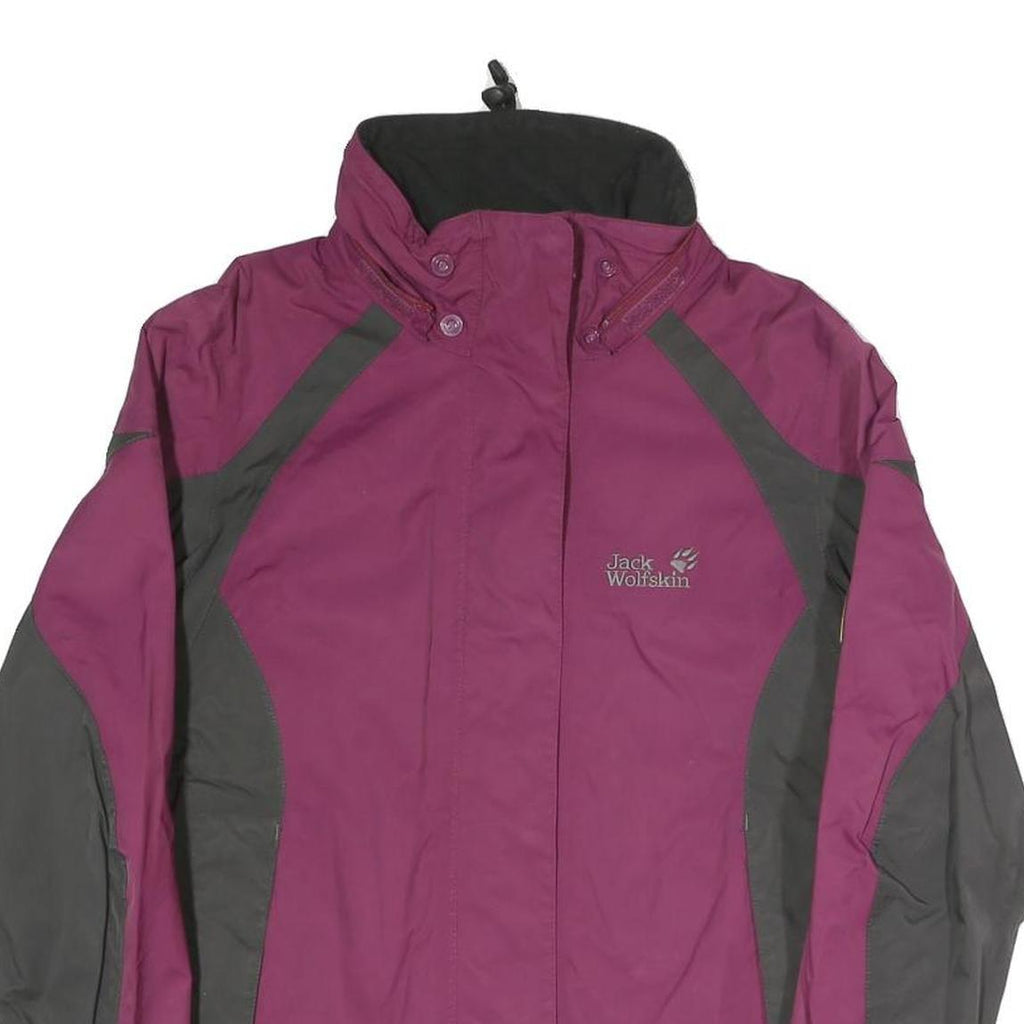 JACK WOLFSKIN Womens Purple & Grey Outdoor Jacket UK 12 Polyester Blend Zip