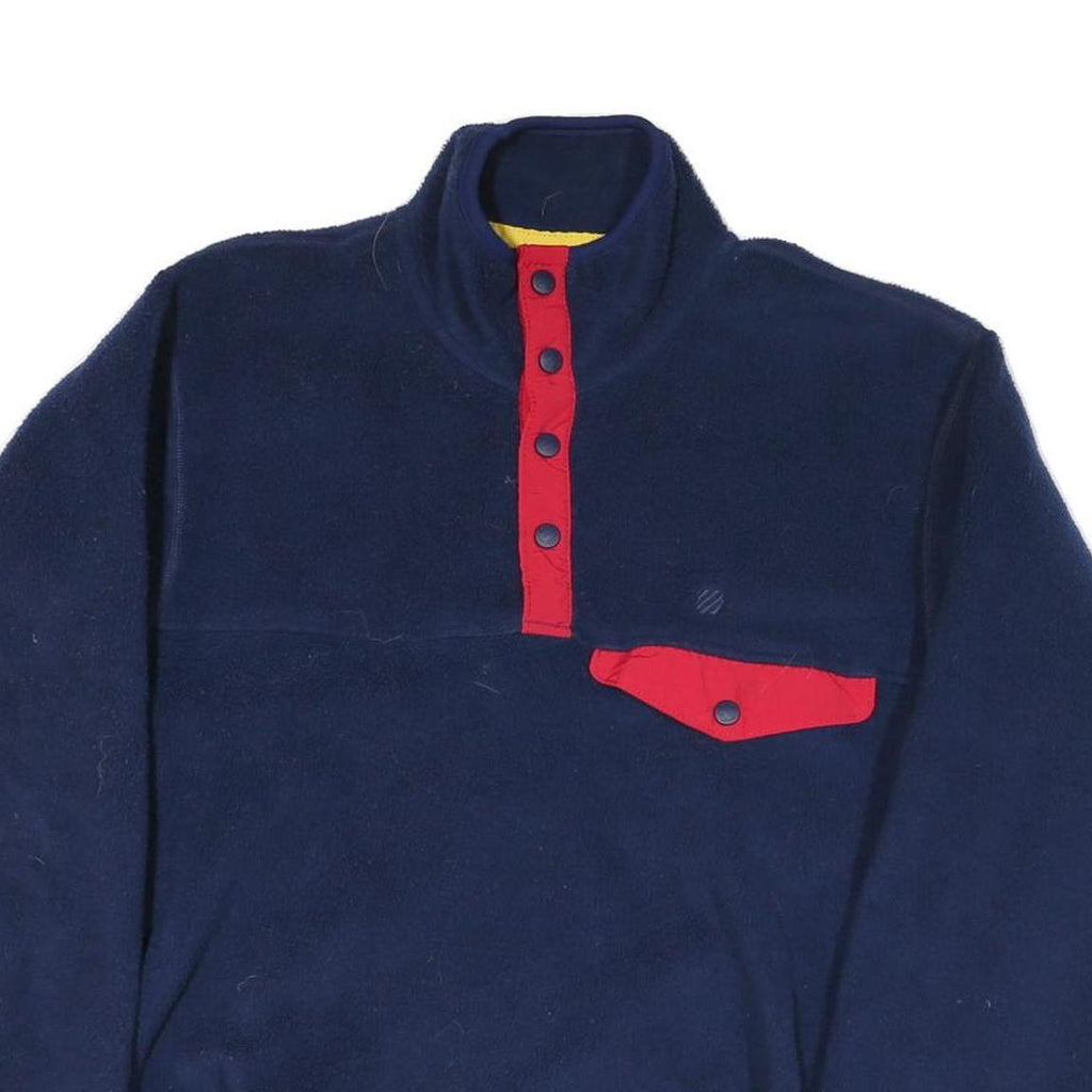 Mens Navy Blue Contrast Red High Neck Polyester Blend Pullover Jumper L Casual