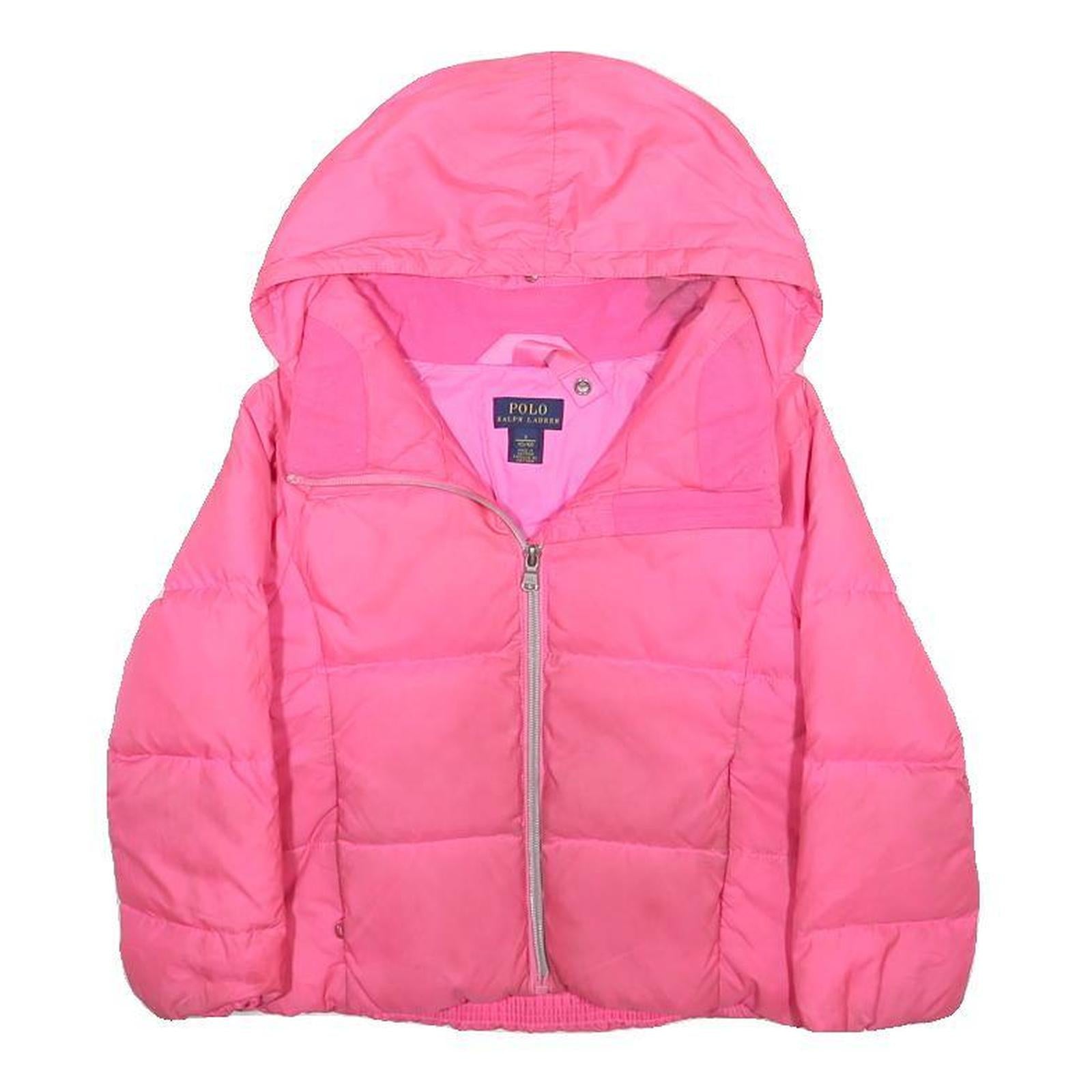 POLO RALPH LAUREN Girls Pink Jacket 5Y Polyester Zip Hooded Puffer Coat
