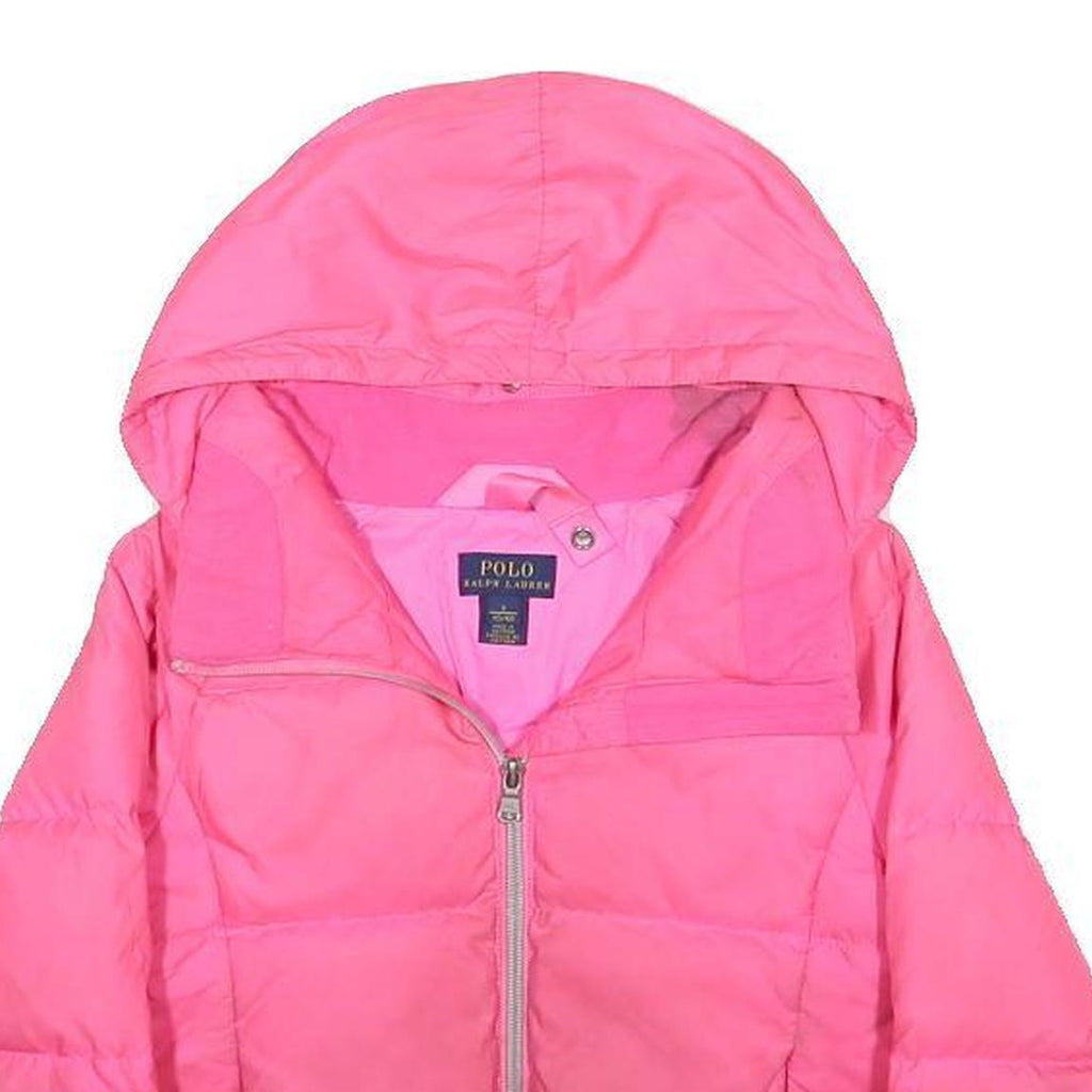 POLO RALPH LAUREN Girls Pink Jacket 5Y Polyester Zip Hooded Puffer Coat
