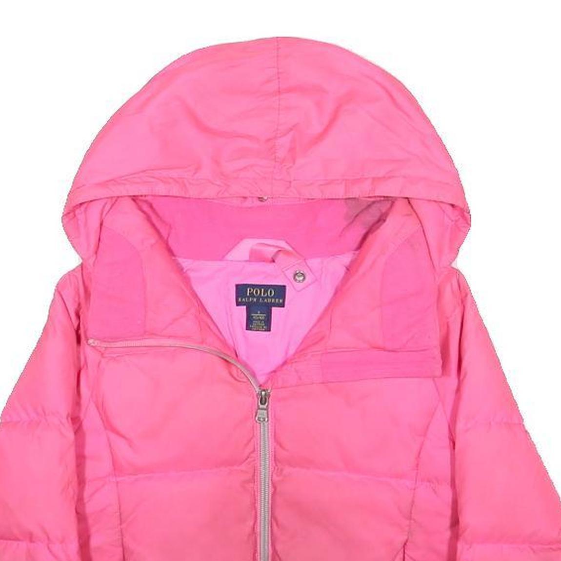 POLO RALPH LAUREN Girls Pink Jacket 5Y Polyester Zip Hooded Puffer Coat