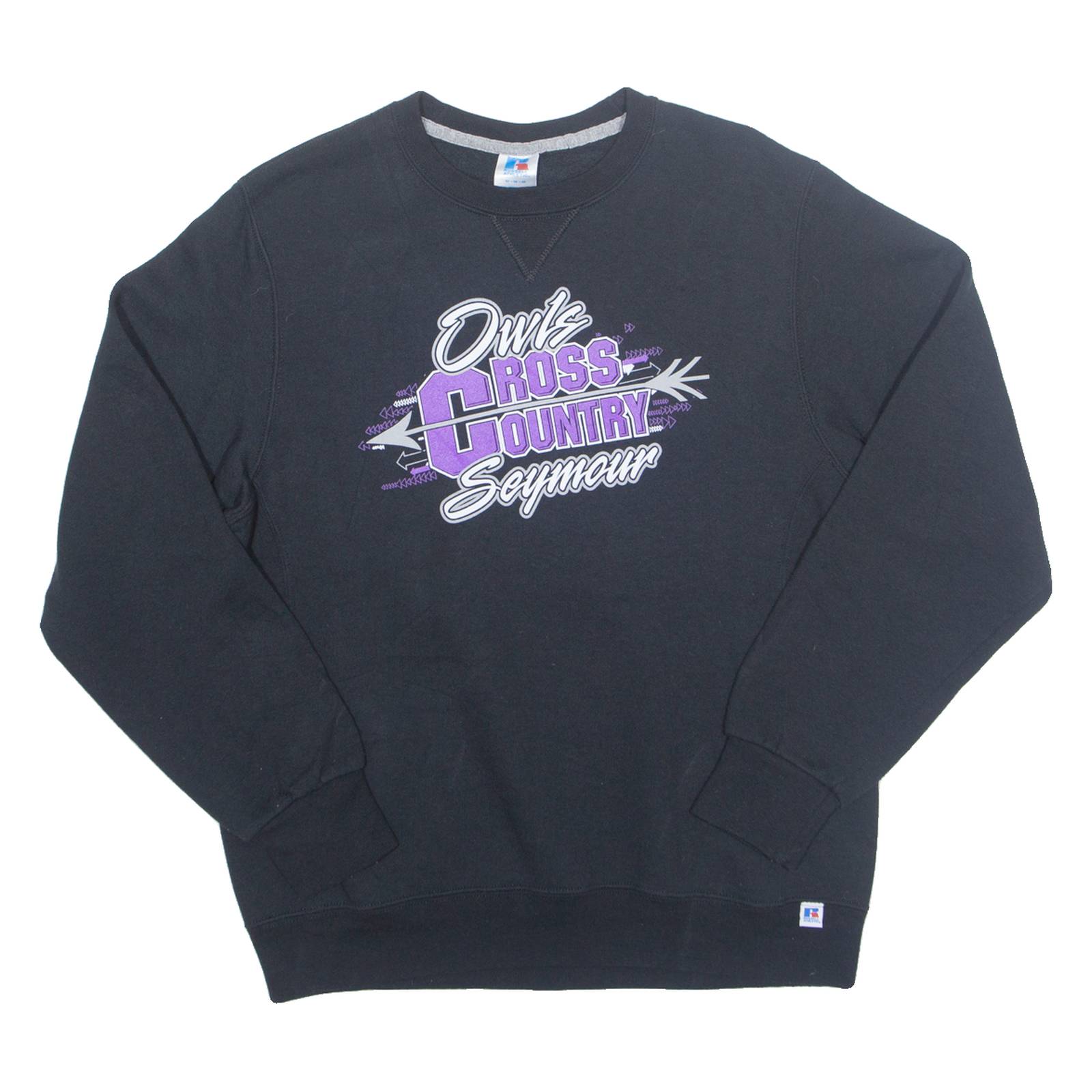 RUSSELL ATHLETIC Owls Cross Country Seymour Mens Sweatshirt Black USA M