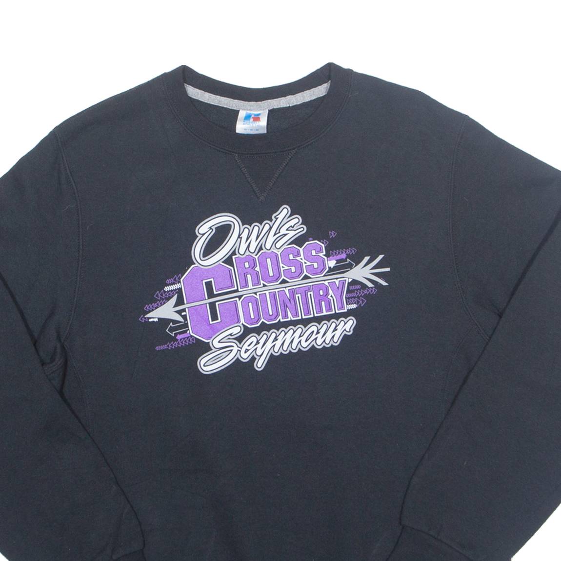 RUSSELL ATHLETIC Owls Cross Country Seymour Mens Sweatshirt Black USA M