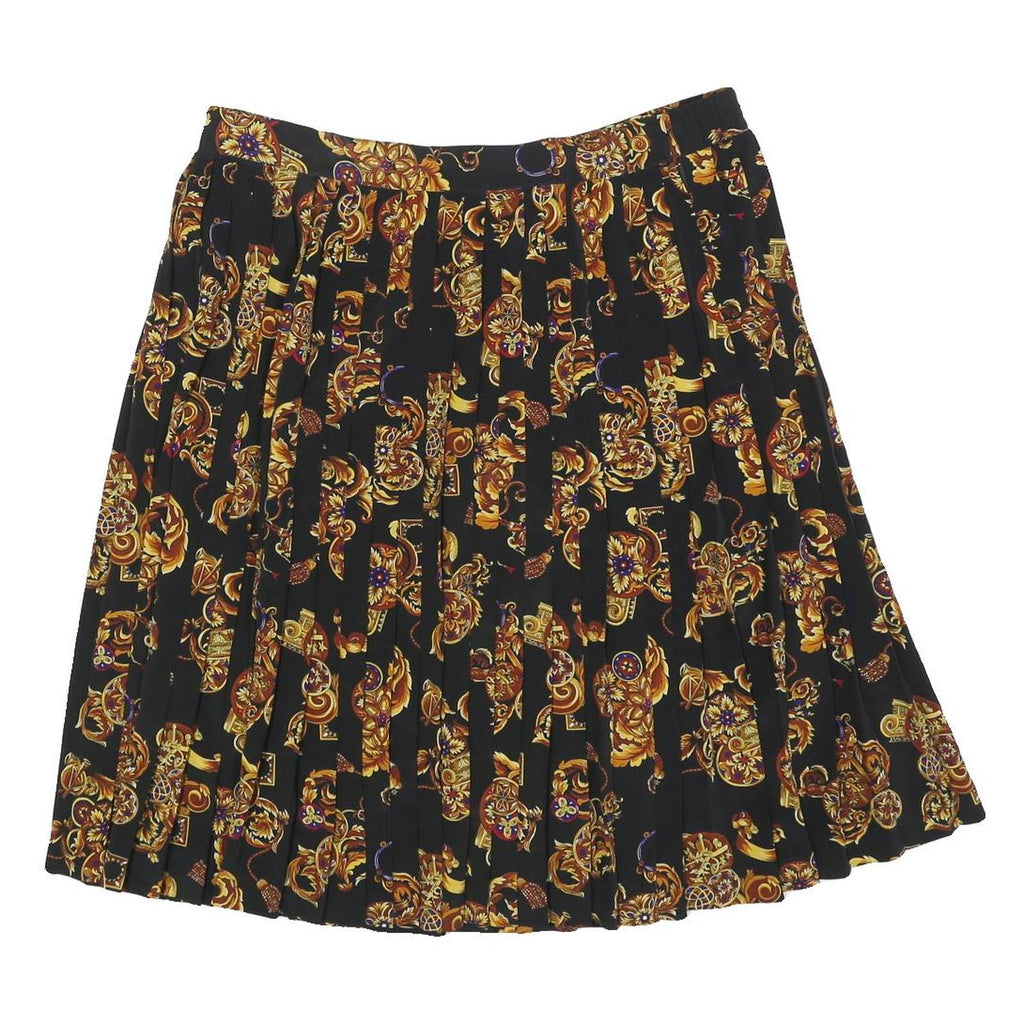 SK & COMPANY Womens Black Floral Pleated Knee Length Polyester Blend Skirt Size