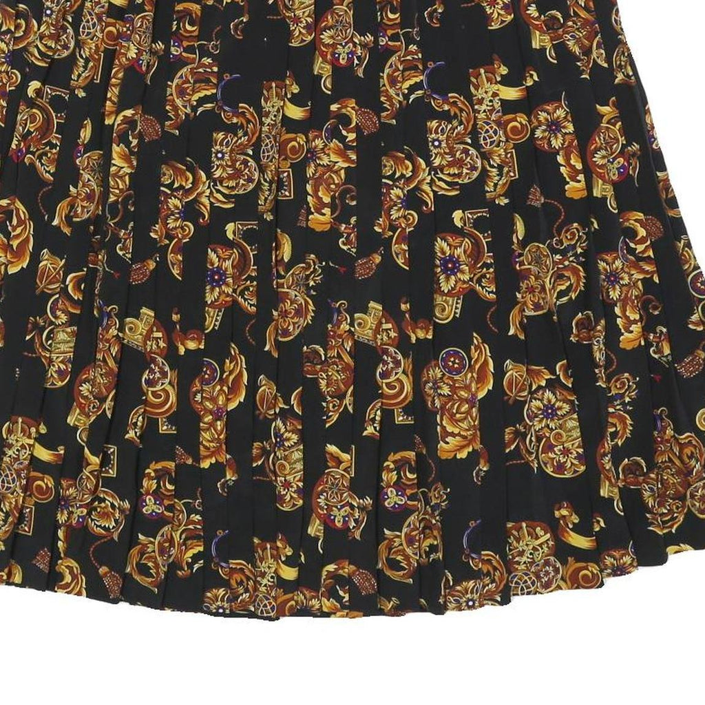 SK & COMPANY Womens Black Floral Pleated Knee Length Polyester Blend Skirt Size
