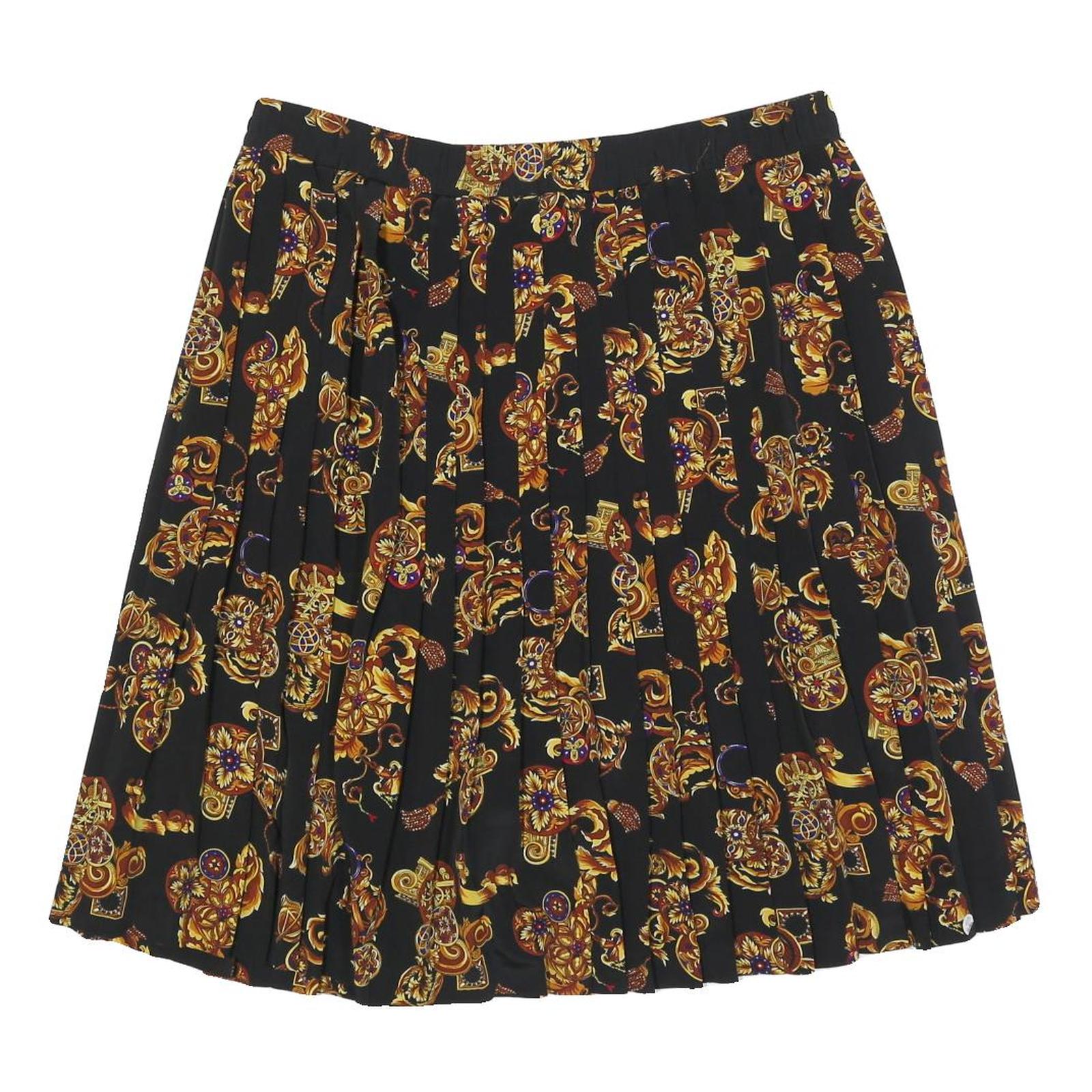 SK & COMPANY Womens Black Floral Pleated Knee Length Polyester Blend Skirt Size