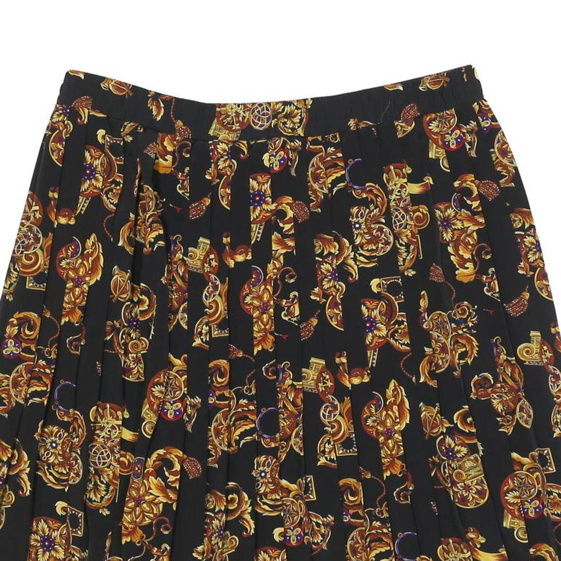 SK & COMPANY Womens Black Floral Pleated Knee Length Polyester Blend Skirt Size