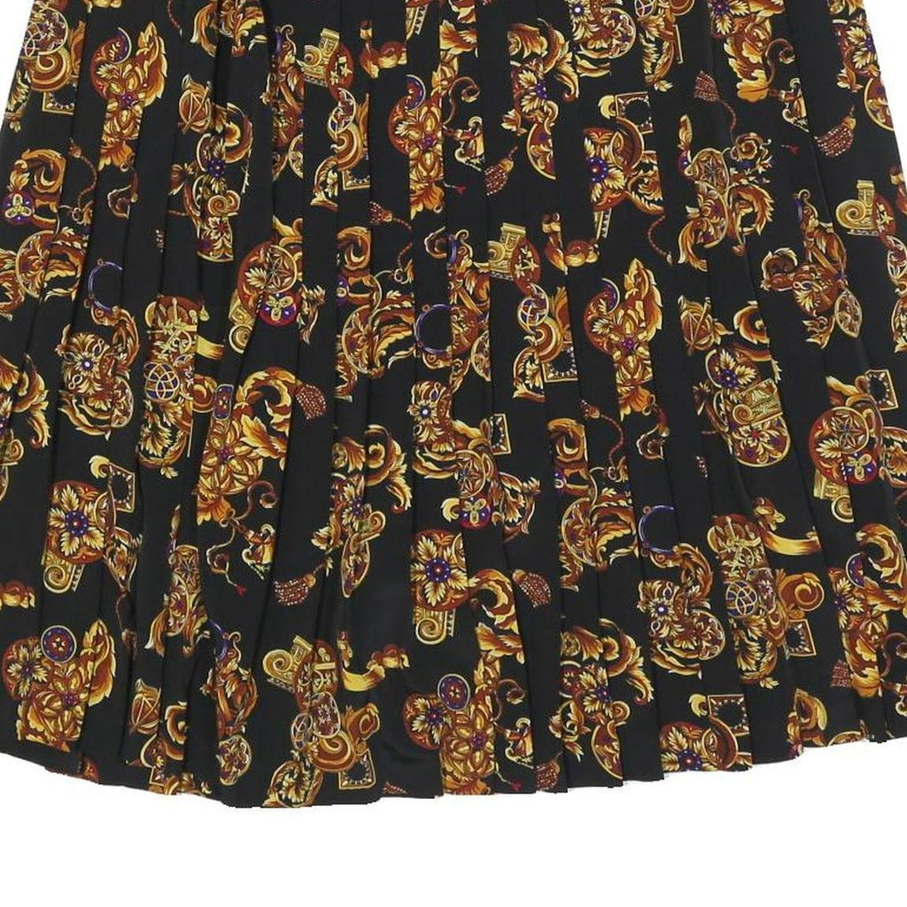SK & COMPANY Womens Black Floral Pleated Knee Length Polyester Blend Skirt Size