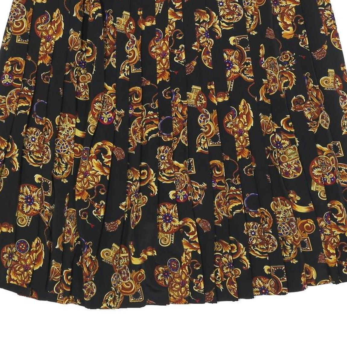 SK & COMPANY Womens Black Floral Pleated Knee Length Polyester Blend Skirt Size