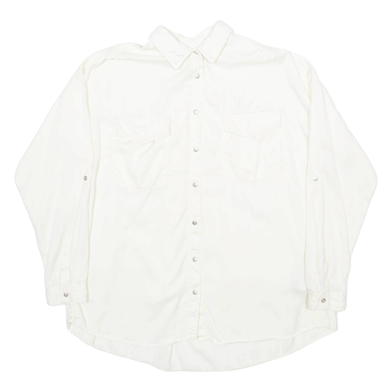 ZARA Womens Shirt Cream Collared Long Sleeve S