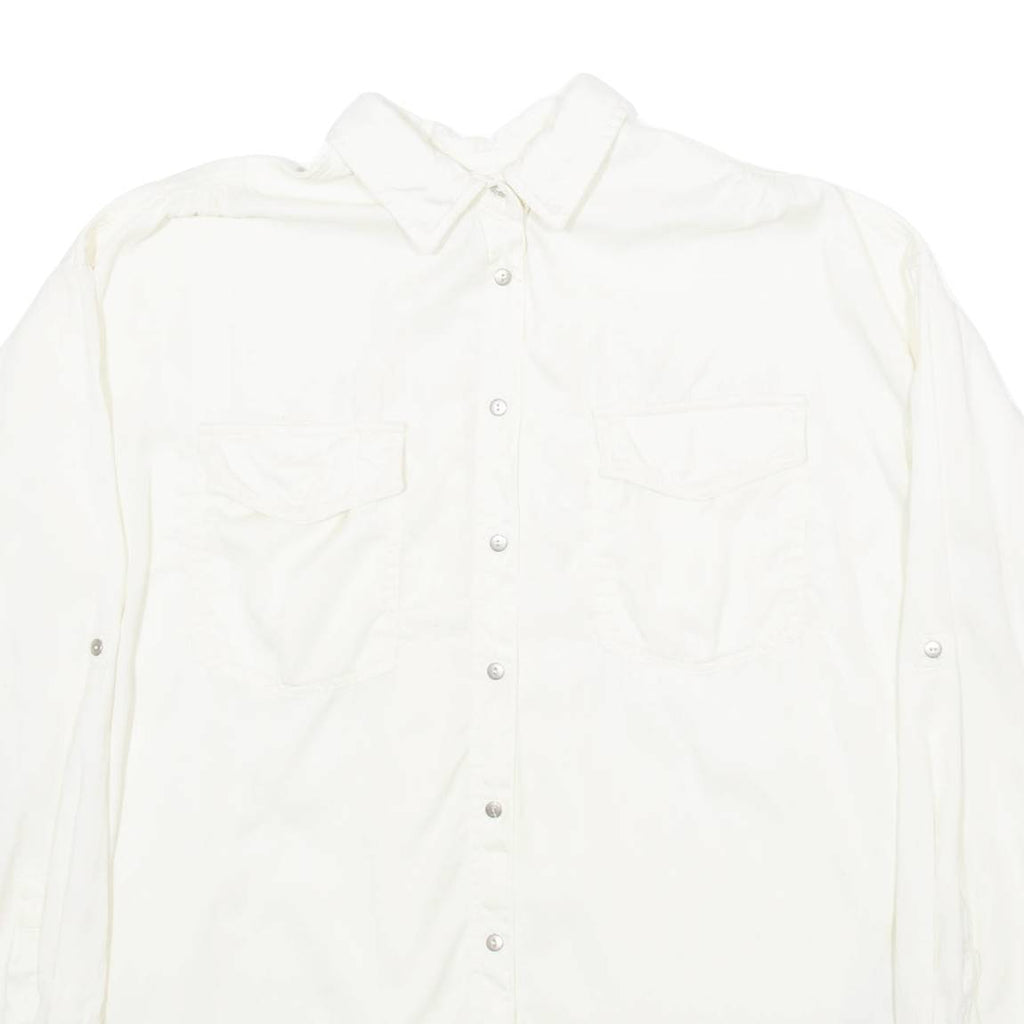 ZARA Womens Shirt Cream Collared Long Sleeve S