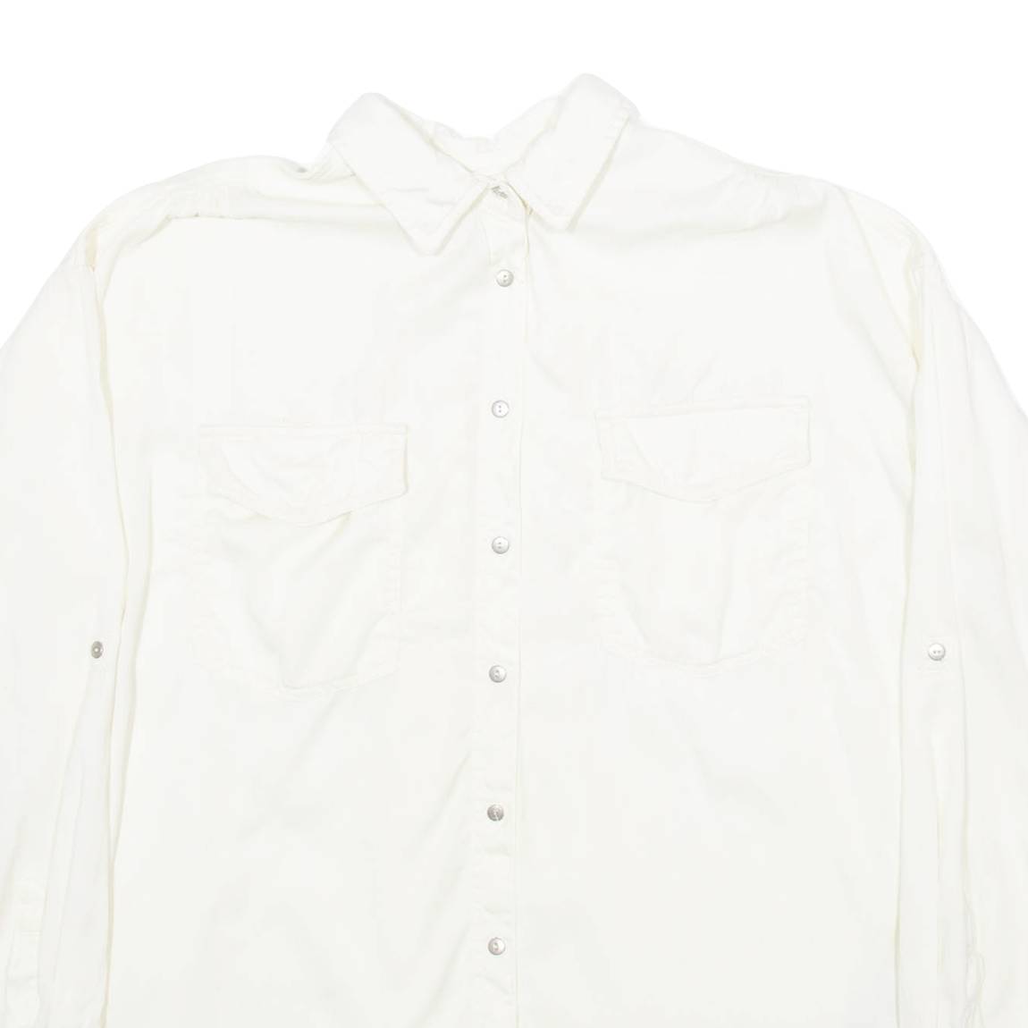 ZARA Womens Shirt Cream Collared Long Sleeve S