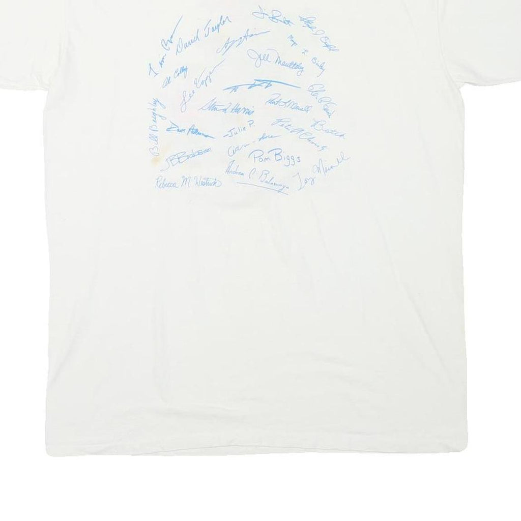 ONEITA Mens White Cotton Blend Graphic T-Shirt 2XL Short Sleeve Crew Neck