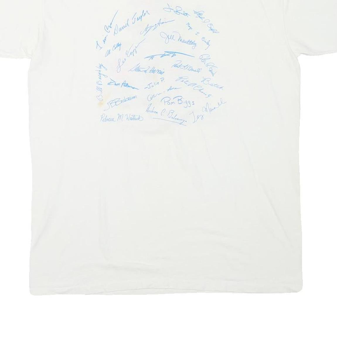 ONEITA Mens White Cotton Blend Graphic T-Shirt 2XL Short Sleeve Crew Neck