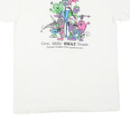 ONEITA Mens White Cotton Blend Graphic T-Shirt 2XL Short Sleeve Crew Neck