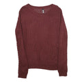 CHCIOREE Womens Maroon Plain Jumper Crew Neck Basic Knit XS Lightweight Acrylic