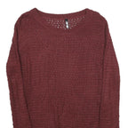 CHCIOREE Womens Maroon Plain Jumper Crew Neck Basic Knit XS Lightweight Acrylic