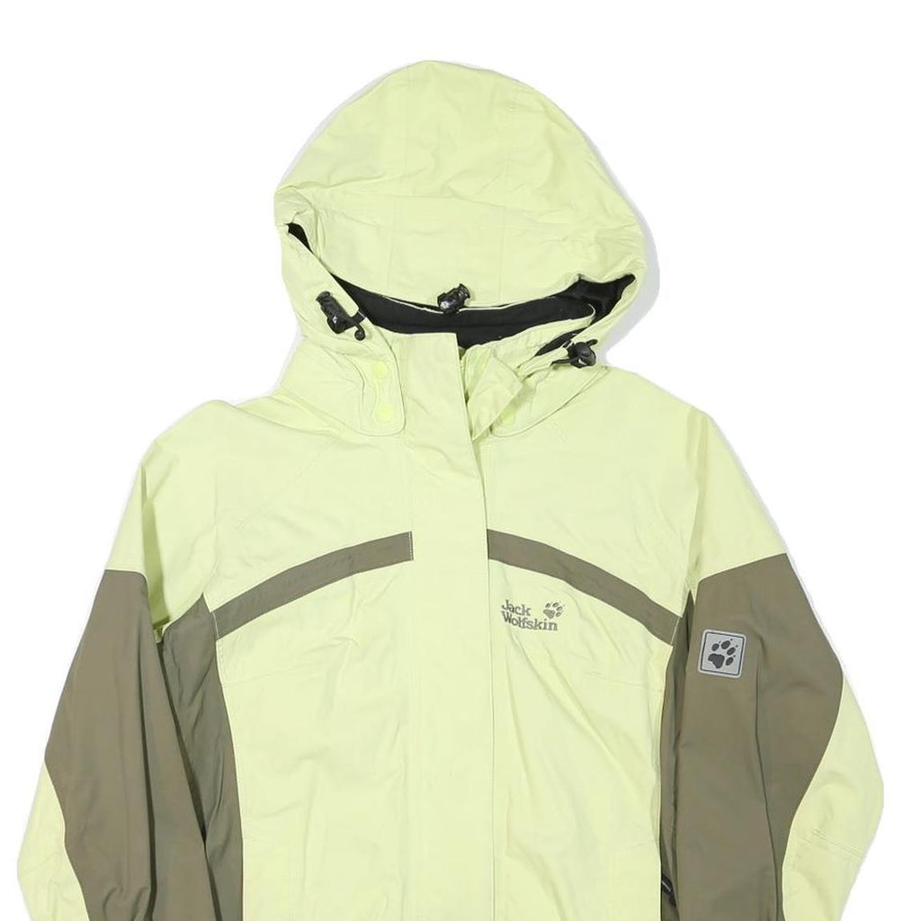 JACK WOLFSKIN Womens Yellow & Green Outdoor Jacket UK 8 Polyester Blend Zip