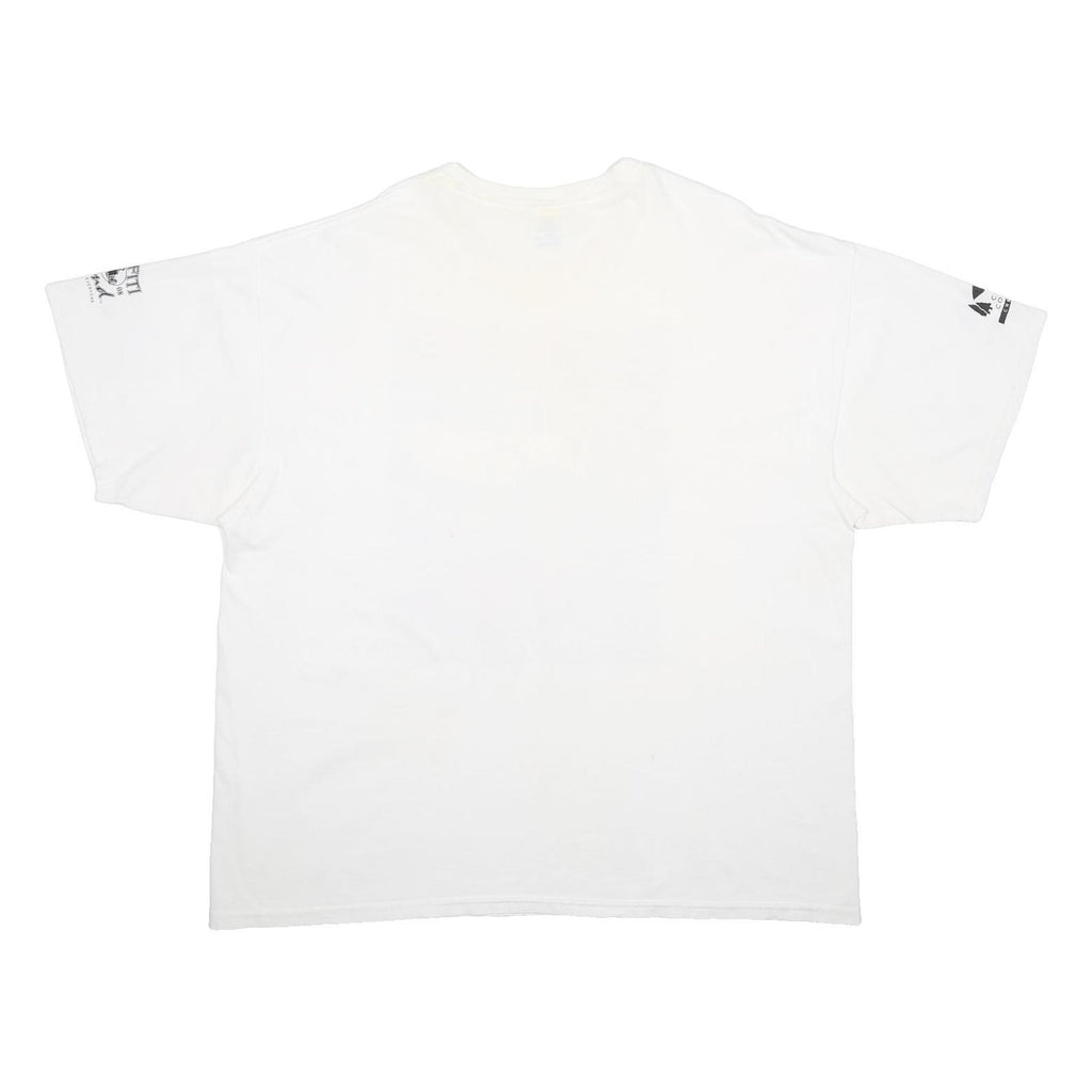GILDAN Mens White Graffiti Weekend Print T-Shirt 2XL Short Sleeve Crew Neck