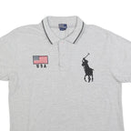 POLO RALPH LAUREN Mens Grey USA Flag Big Polo Player Short Sleeve XL Cotton