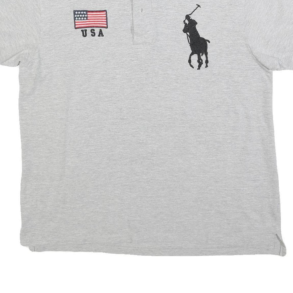 POLO RALPH LAUREN Mens Grey USA Flag Big Polo Player Short Sleeve XL Cotton