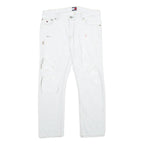 TOMMY JEANS Womens White Slim Skinny Denim Jeans W32 L26 Distressed Ripped