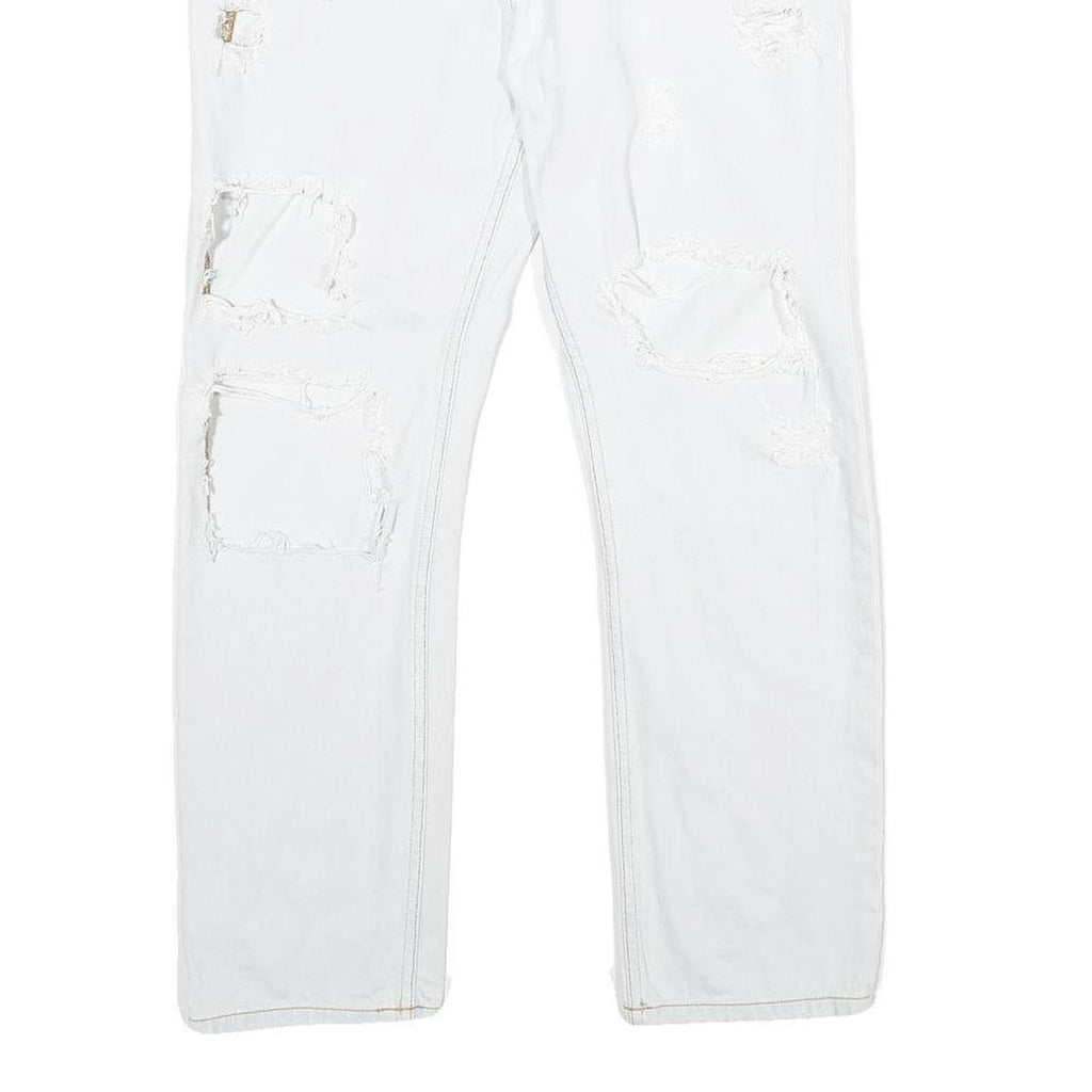 TOMMY JEANS Womens White Slim Skinny Denim Jeans W32 L26 Distressed Ripped