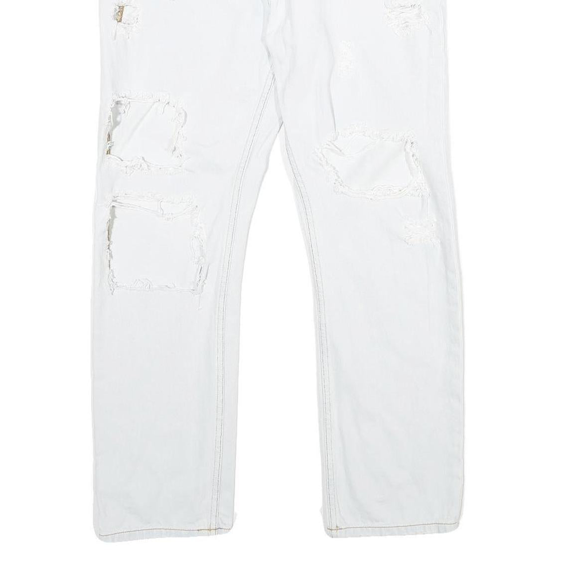 TOMMY JEANS Womens White Slim Skinny Denim Jeans W32 L26 Distressed Ripped